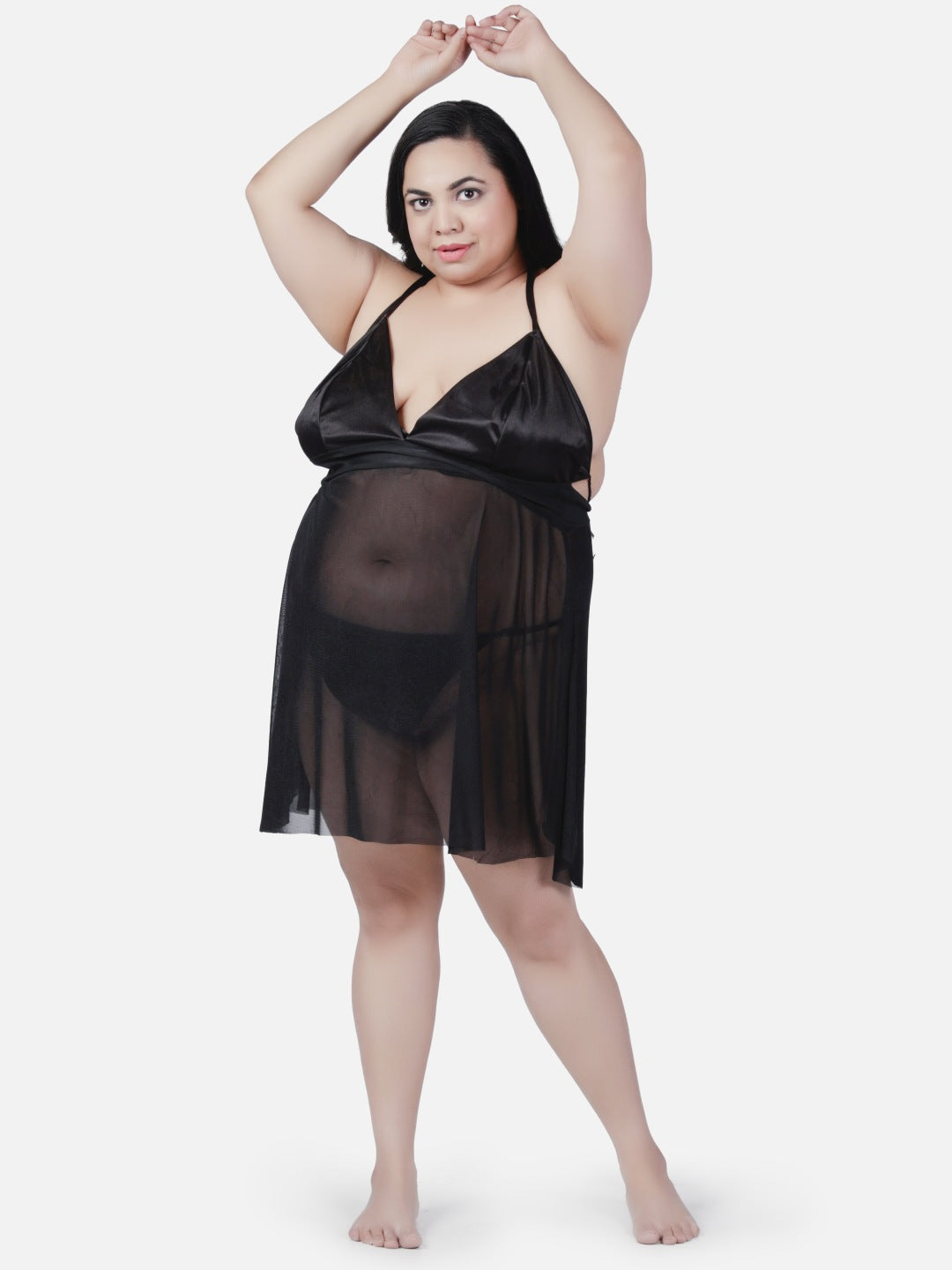 Brazilian Babydoll Chemise Dress in Black