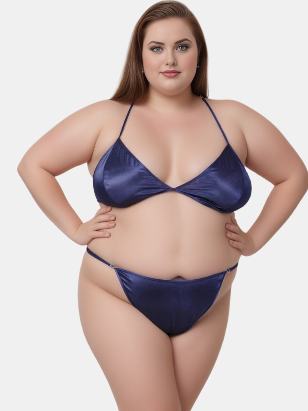 Plus Size Sexy Navy Honeymoon Bridal Reversible Bikini Set BB11N