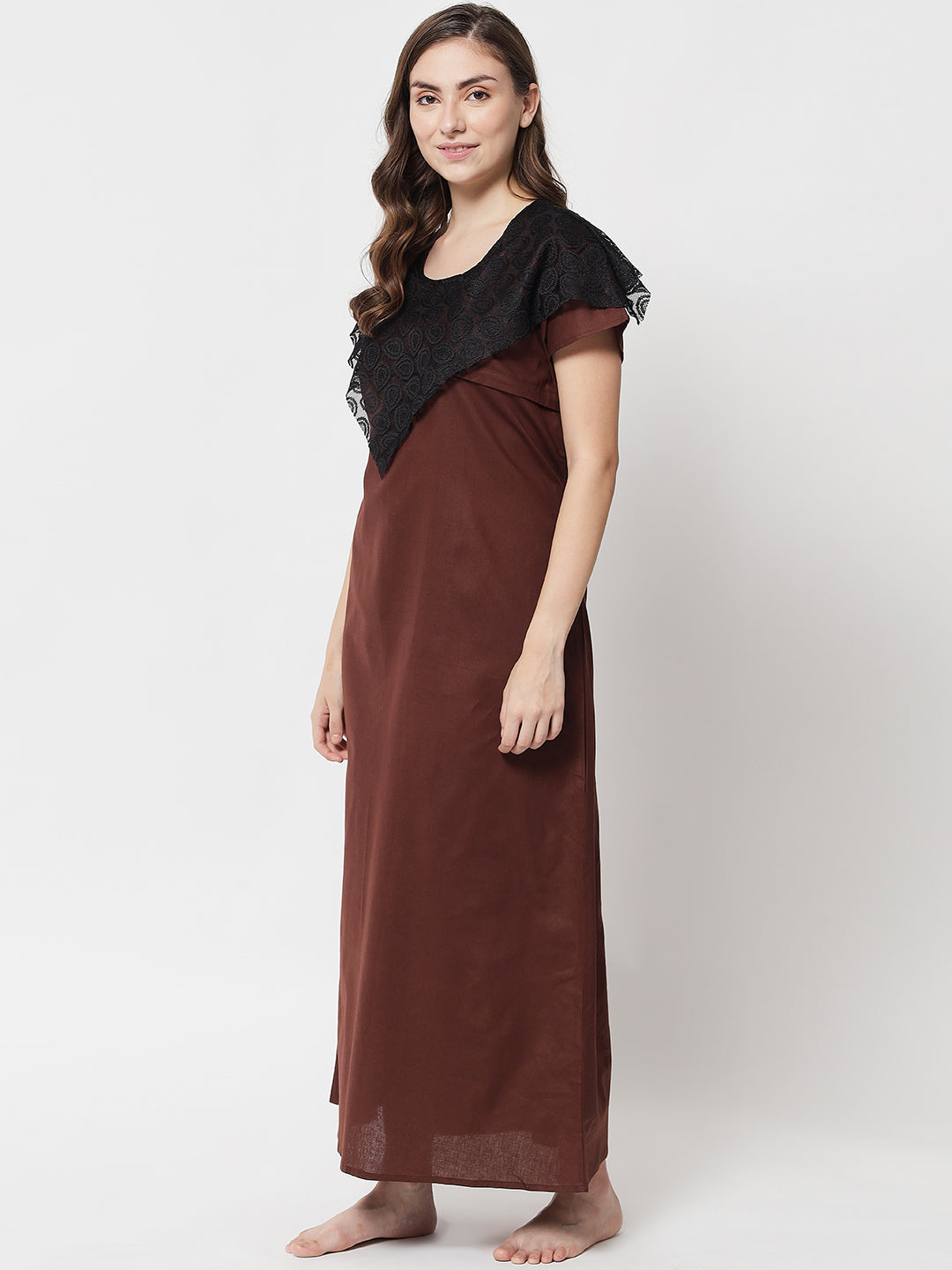 Cotton Solid Maternity and Feeding Maxi Nighty & Dress With Zip F8S –  Klamotten