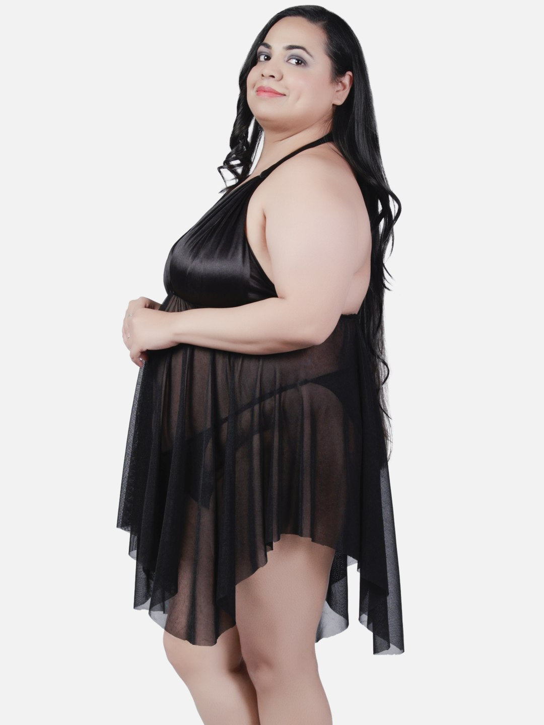 Ultra Soft Black Modal Satin Long Sleeve Women's Night Suit – Shopbloom