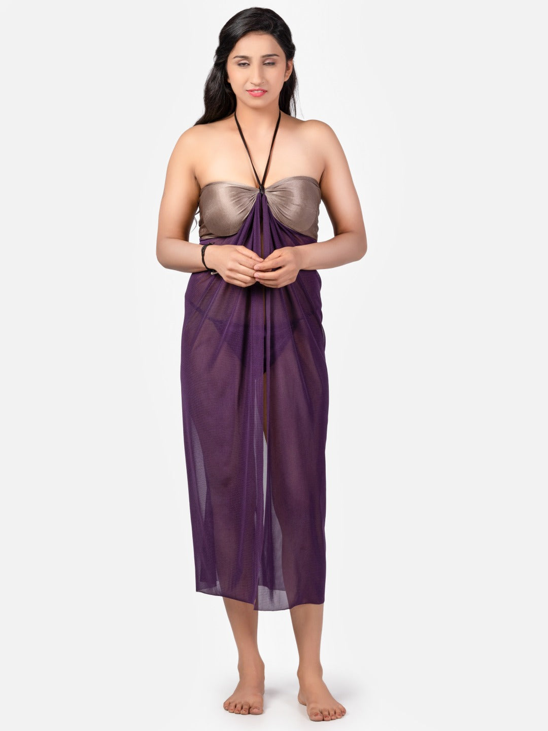Hot Net Honeymoon Purple Babydoll Bikini Night Dress K3bmj