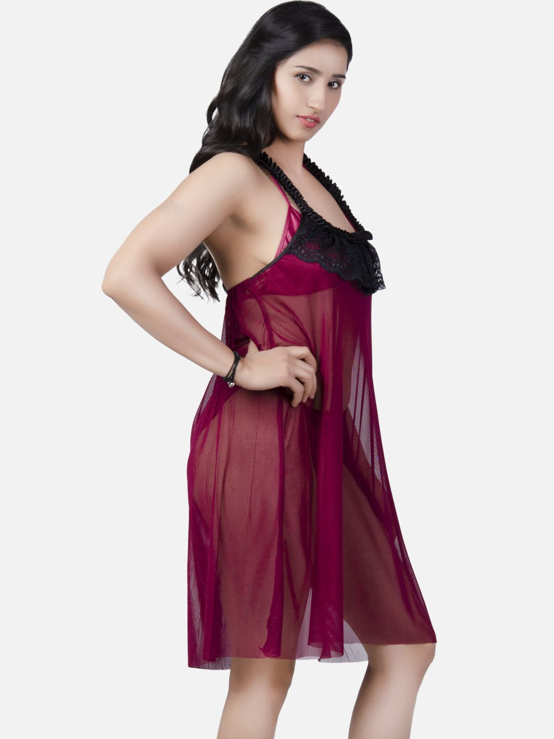 Buy YOMXL Sexy Halter Lingerie Dress,Women's Lace Patchwork Satin Chemise  Nightgown Babydoll Transparent wear for Honeymoon Wedding Party Online at  desertcartINDIA