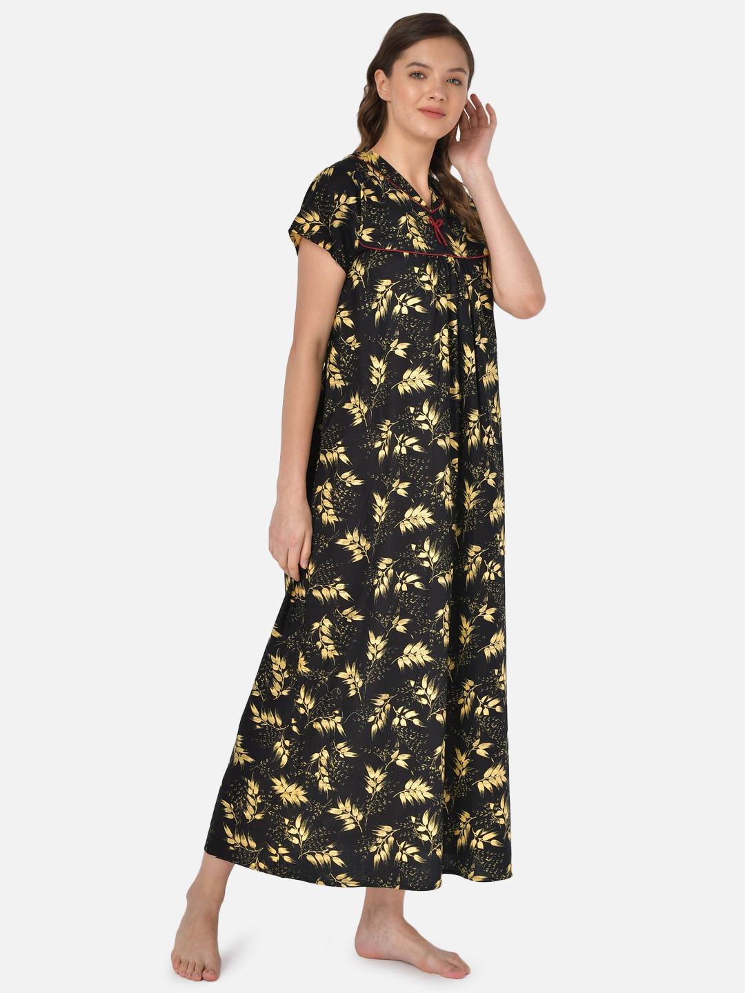 Buy Zivame Summer Chintz Rayon Full Length Nightdress - Navy at Rs.1695  online | Nightwear online