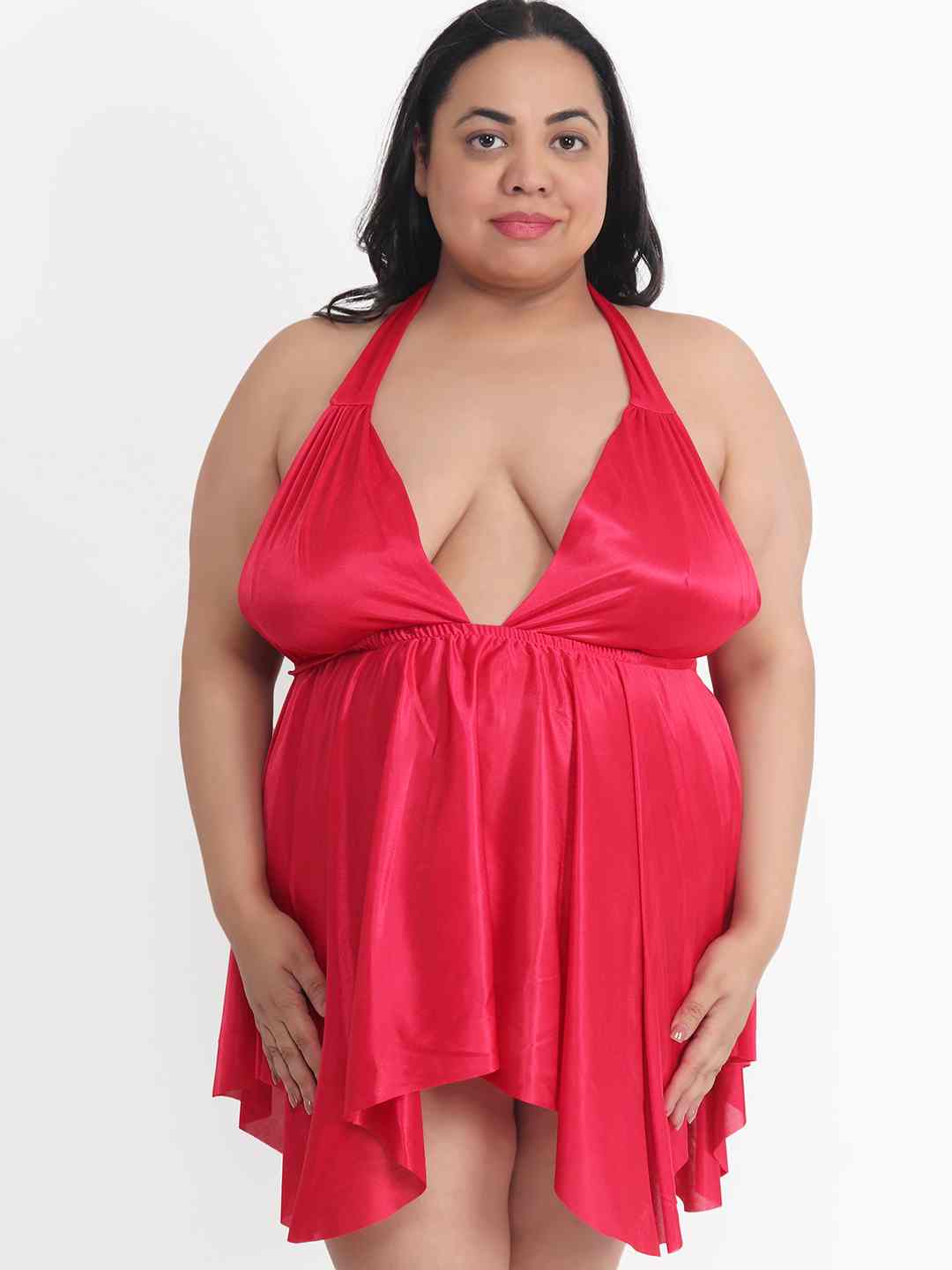 Klamotten Women s Plus Size Sexy Cherry Babydoll Dress for Honeymoon B